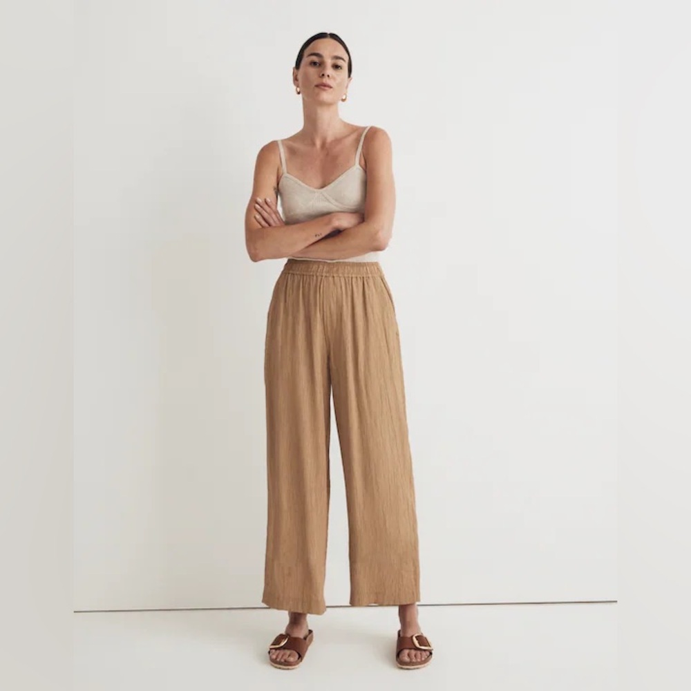 Madewell Crinkled Crepe Straight-Leg Pant